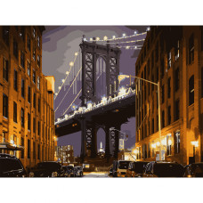 Картина за номерами, Бруклінський міст, 30*40см, LED підсвітка, Santi, 956445