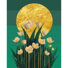 Картина за номерами, Квіти у місячному сяйві, 40*50см, поталь, Santi, 955263