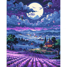 Картина за номерами, Захід сонця та лаванда, 40*50см, LED підсвітка, Santi, 956653