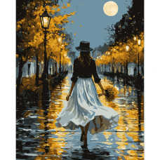 Картина за номерами, Дівчина з букетом, 40*50см, LED підсвітка, Santi, 956652