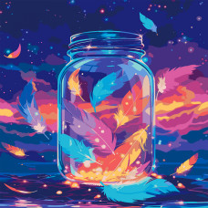 Картина за номерами, Магічне пір'я, 40*40см, LED підсвітка, Santi, 956543