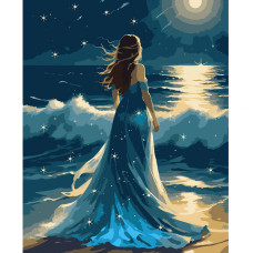 Картина за номерами, Дівчина і хвилі ночі, 40*50см, LED підсвітка, Santi, 955105