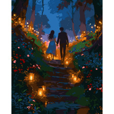 Картина за номерами, Романтична прогулянка, 40*50см, LED підсвітка, Santi, 956660