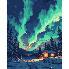 Картина за номерами, Північне сяйво, 40*50см, LED підсвітка, Santi, 956655