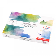 Набір акварельних фарб PLEIN AIR, 16*2,5мл, кювета, картон, ROSA Studio, 3405001