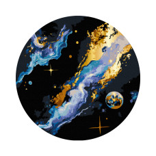 Картина за номерами, Космос, кругла, d30см, чорне полотно, Brushme, RCB001118 Картина за номерами, Космос, кругла, d30см, чорне полотно, Brushme, RCB001118