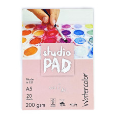 Склейка для акварелі Studio, А5, 200 г/м2, 20л, SMILTAINIS, 5AS-20(200)/ST