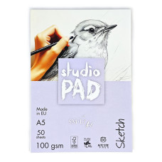 Склейка для ескізів Studio, А5, 100г/м2, 50л, SMILTAINIS, 5ES-50(100)/ST