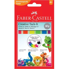 Багаторазова клейка маса TACK-IT, кольорова, 50г, 6 смужок, Faber-Castell, 187094